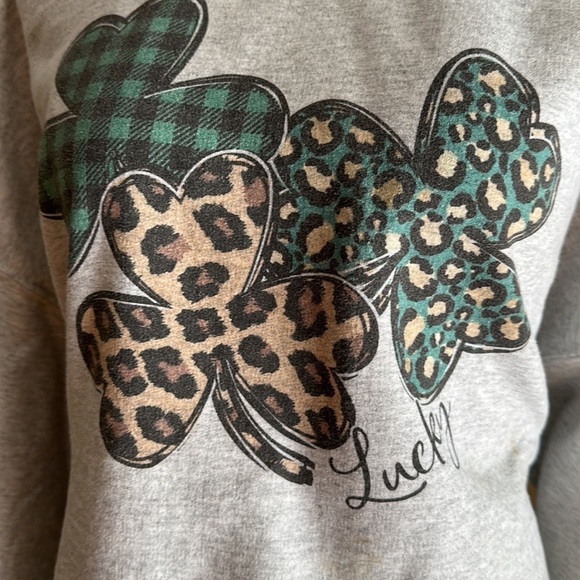 Women’s Handmade Lucky Sweatshirt Plus Size 2XL  Gray - Picture 2 of 10